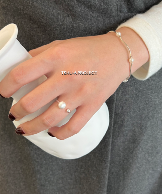 925純銀拉絲霧面圓珠對開開口戒指 可調戒指 TSHU-A PROJECT | 蔡計畫 韓國飾品