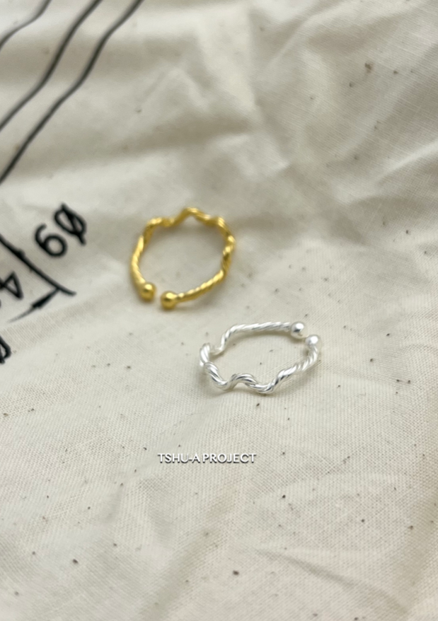 正韓925純銀波浪曲線原點收尾可調戒指 開口戒指 尾戒  TSHU-A PROJECT  |蔡計畫 韓國飾品