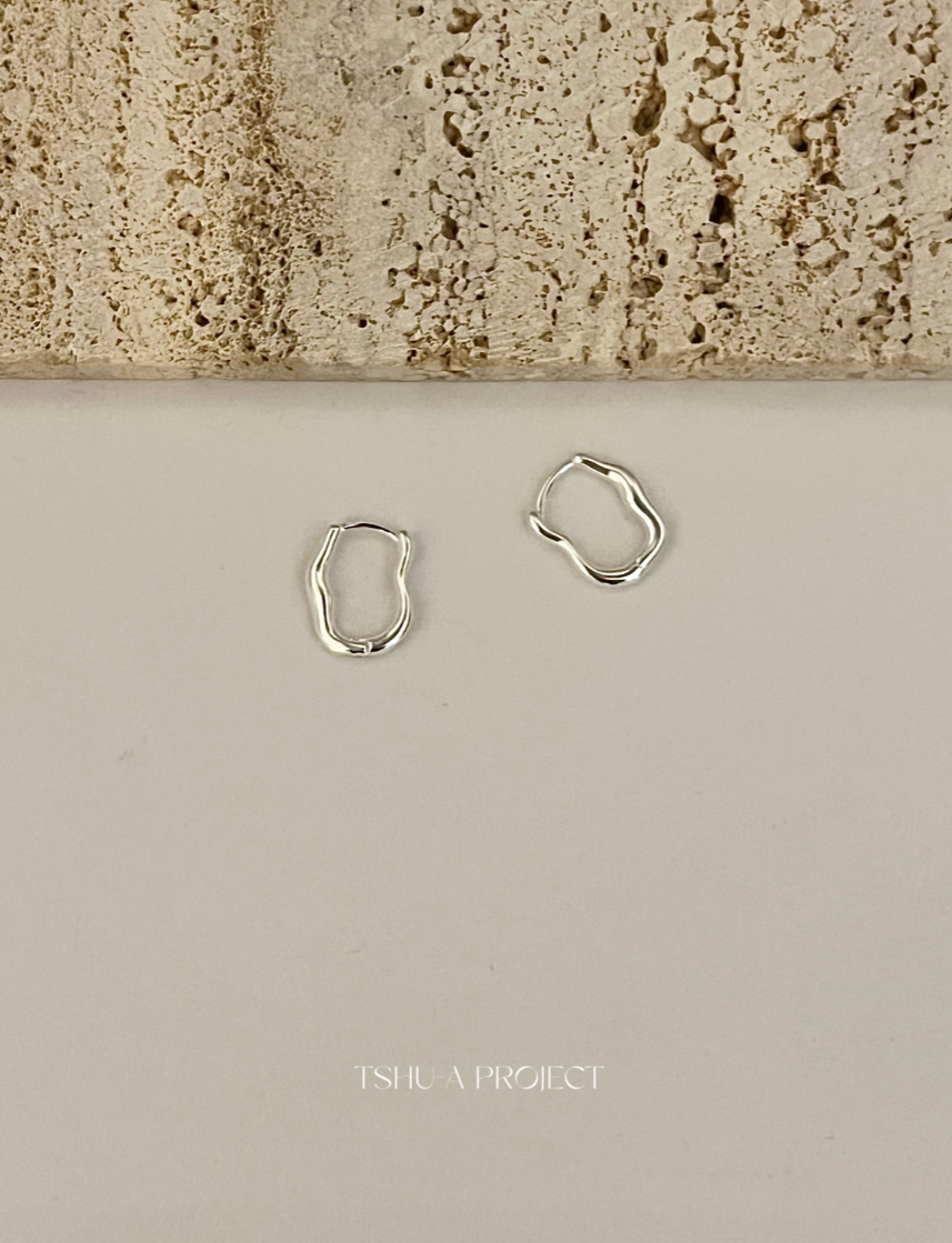 曲界｜正韓925純銀不規則輪廓圓圈耳環 橢圓耳環 圈圈耳環 TSHU-A PROJECT |蔡計畫 韓國飾品