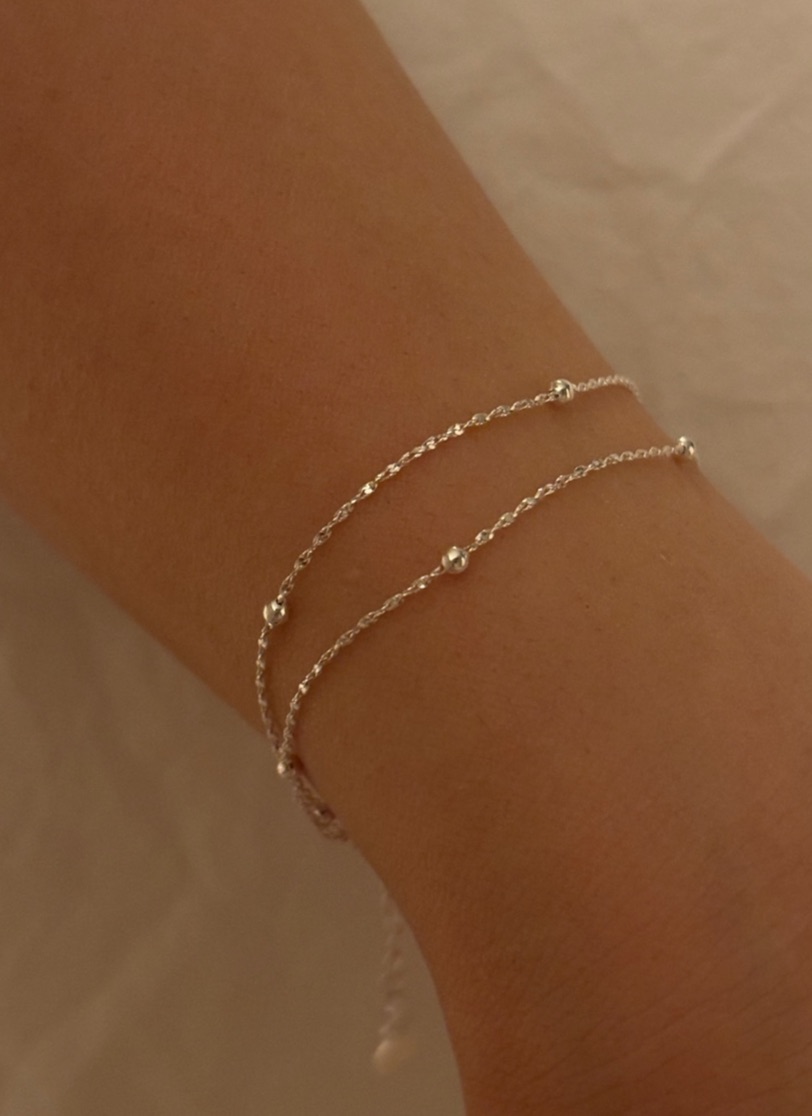 晨霧之絲｜925純銀珠珠雙層手鍊 TSHU-A PROJECT 蔡計畫 |蔡計畫 韓國飾品