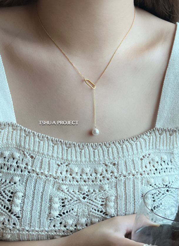 【現貨】落珠｜正韓925純銀Y字珍珠項鍊 可調式項鍊 TSHU-A PROJECT| 蔡計畫