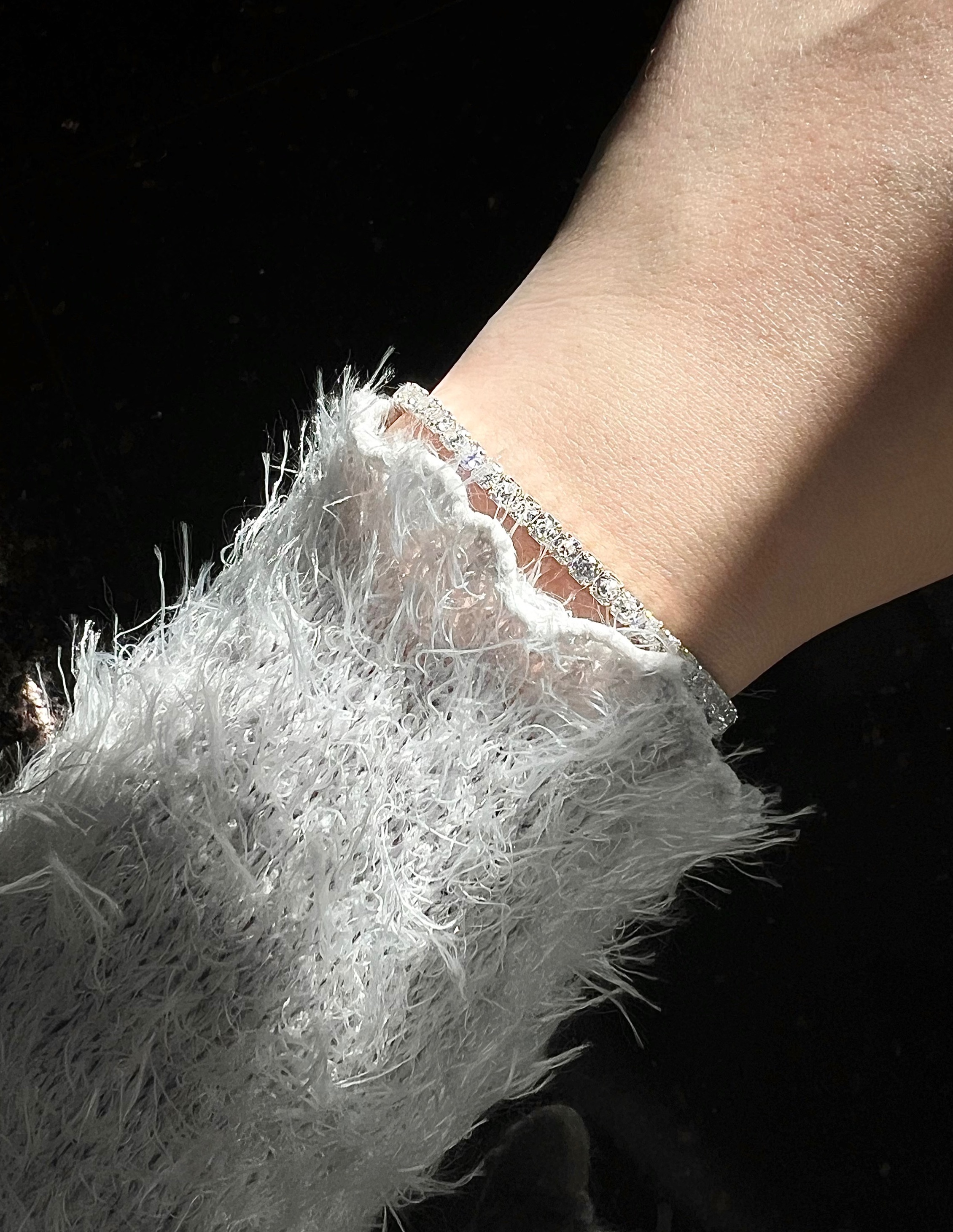 流光｜正韓925純銀滿排鋯石彈力繩手鍊/3mm 手鏈 飾品 手環｜TSHU-A PROJECT 蔡計畫 韓國飾品