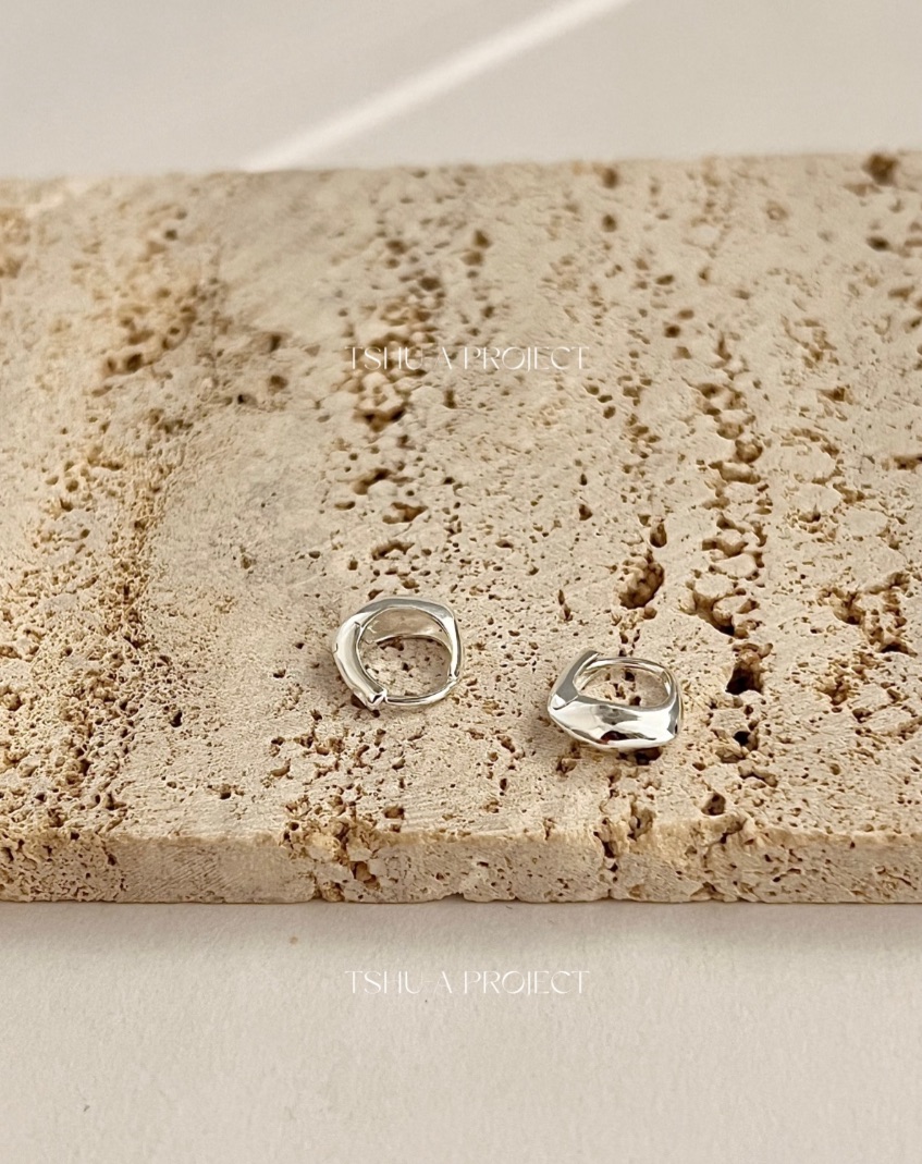 流華｜正韓925純銀不規則份量感圓圈耳環 圓圈耳環TSHU-A PROJECT |蔡計畫 韓國飾品