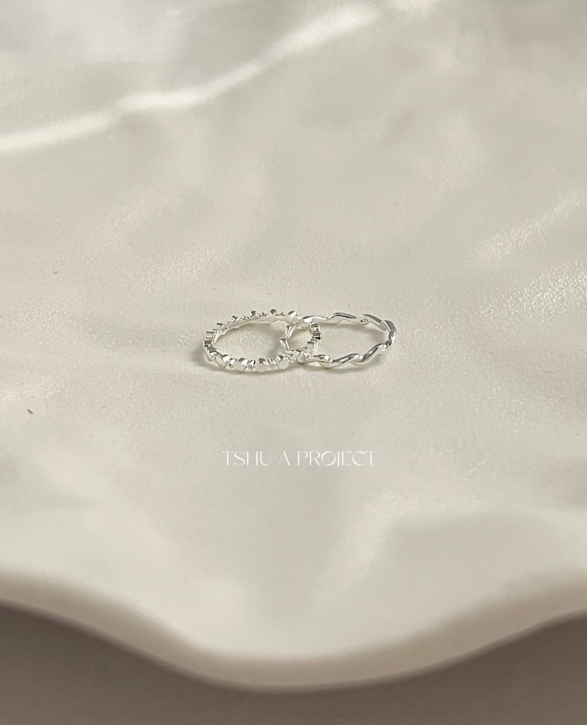 【現貨】波光星點｜正韓925純銀波光扭紋尾戒/波光星點戒指套組TSHU-A PROJECT |蔡計畫 韓國飾品