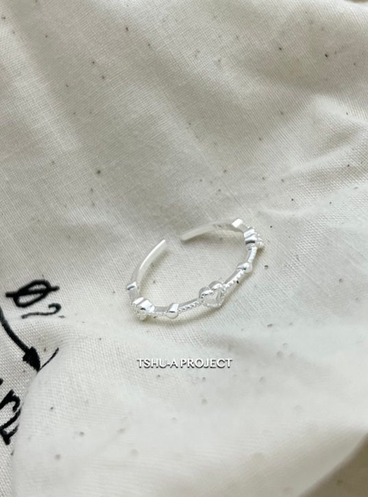 正韓925純銀可愛花邊簍空愛心可調戒指 開口戒指  TSHU-A PROJECT  |蔡計畫 韓國飾品