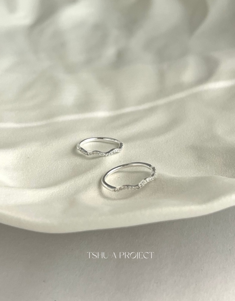 柔光 soft shine｜正韓925純銀波浪鋯石戒指 輕奢戒指｜TSHU-A PROJECT 蔡計畫 韓國飾品