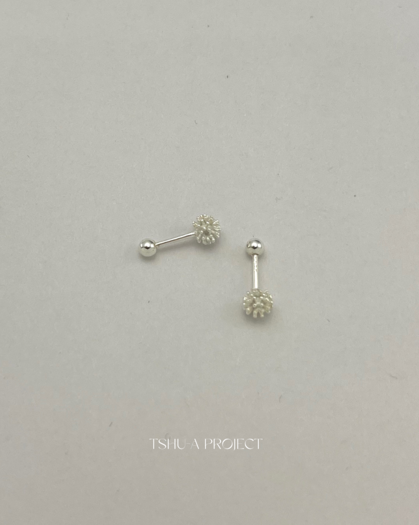雪絮｜正韓925純銀雪花轉珠耳環 閉鎖式耳環 養耳棒TSHU-A PROJECT 蔡計畫 韓國飾品