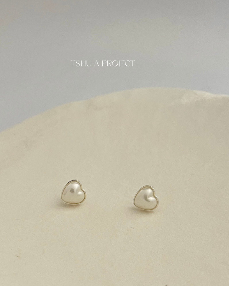 柔心｜正韓925純銀愛心珍珠耳針耳環 TSHU-A PROJECT 蔡計畫 韓國飾品