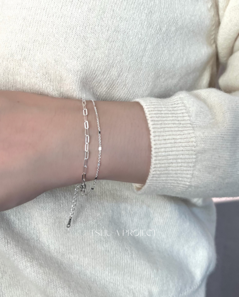 並線｜正韓925純銀鏈條雙層手鍊 手鏈 SHU-A PROJECT |蔡計畫 韓國飾品