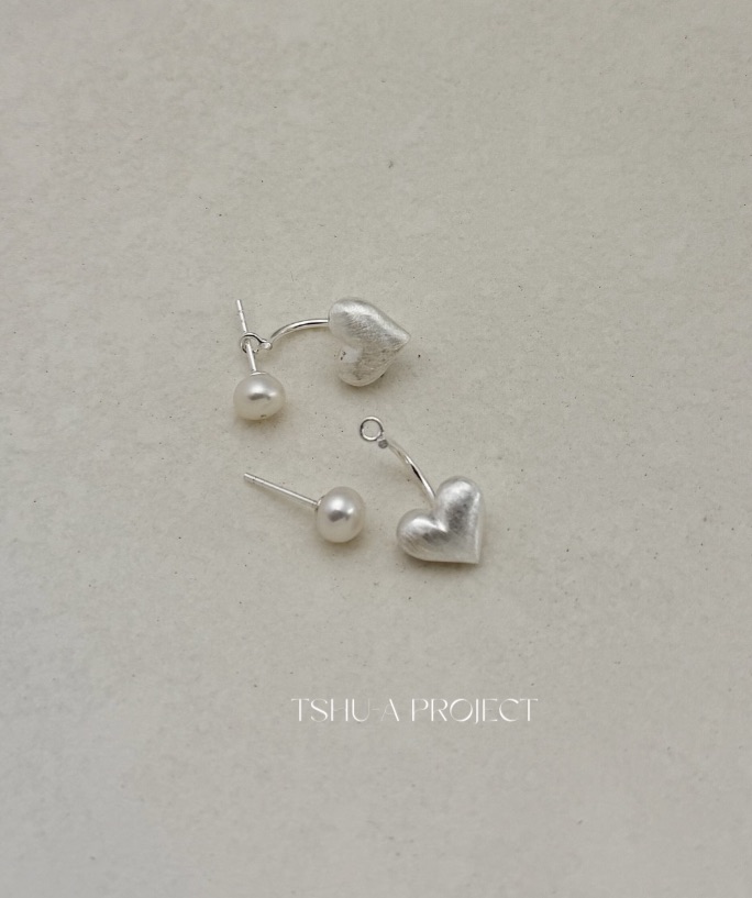 【預購】珍心 | 正韓925純銀淡水珍珠垂墜愛心耳環 多戴法 可拆式結構設計TSHU-A PROJECT 蔡計畫韓國飾品