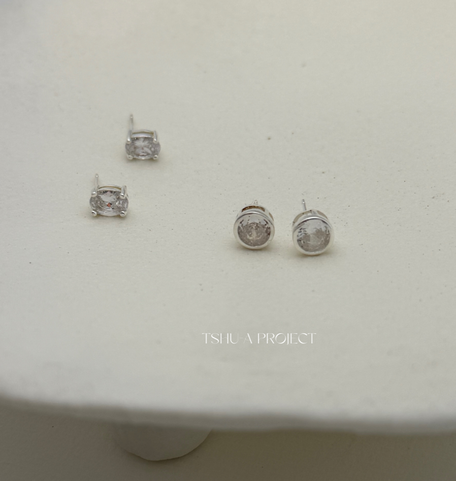映光｜正韓925純銀雙層鋯石耳針耳環TSHU-A PROJECT 蔡計畫 韓國飾品