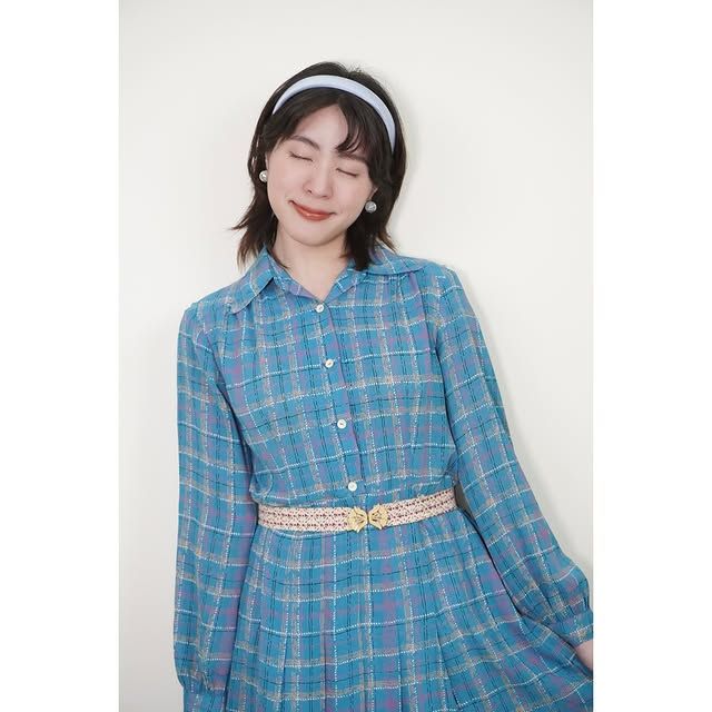 老闆私服：藍格紋跳舞洋裝（甜甜價）