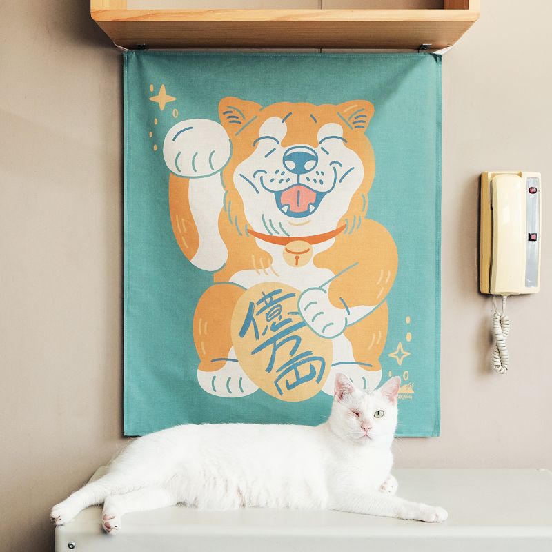招財貓島民掛布藍綠色 / 2 款