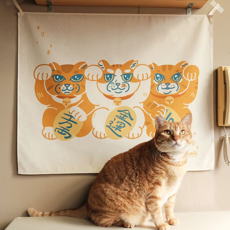 招財貓島民掛布米白 / 3 款