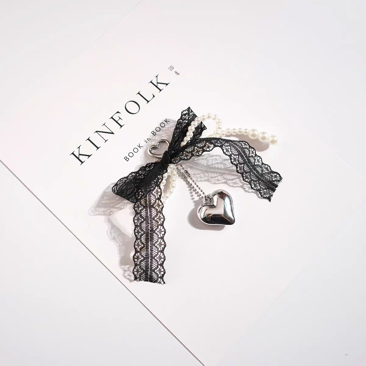 蝴蝶結珍珠包包掛飾