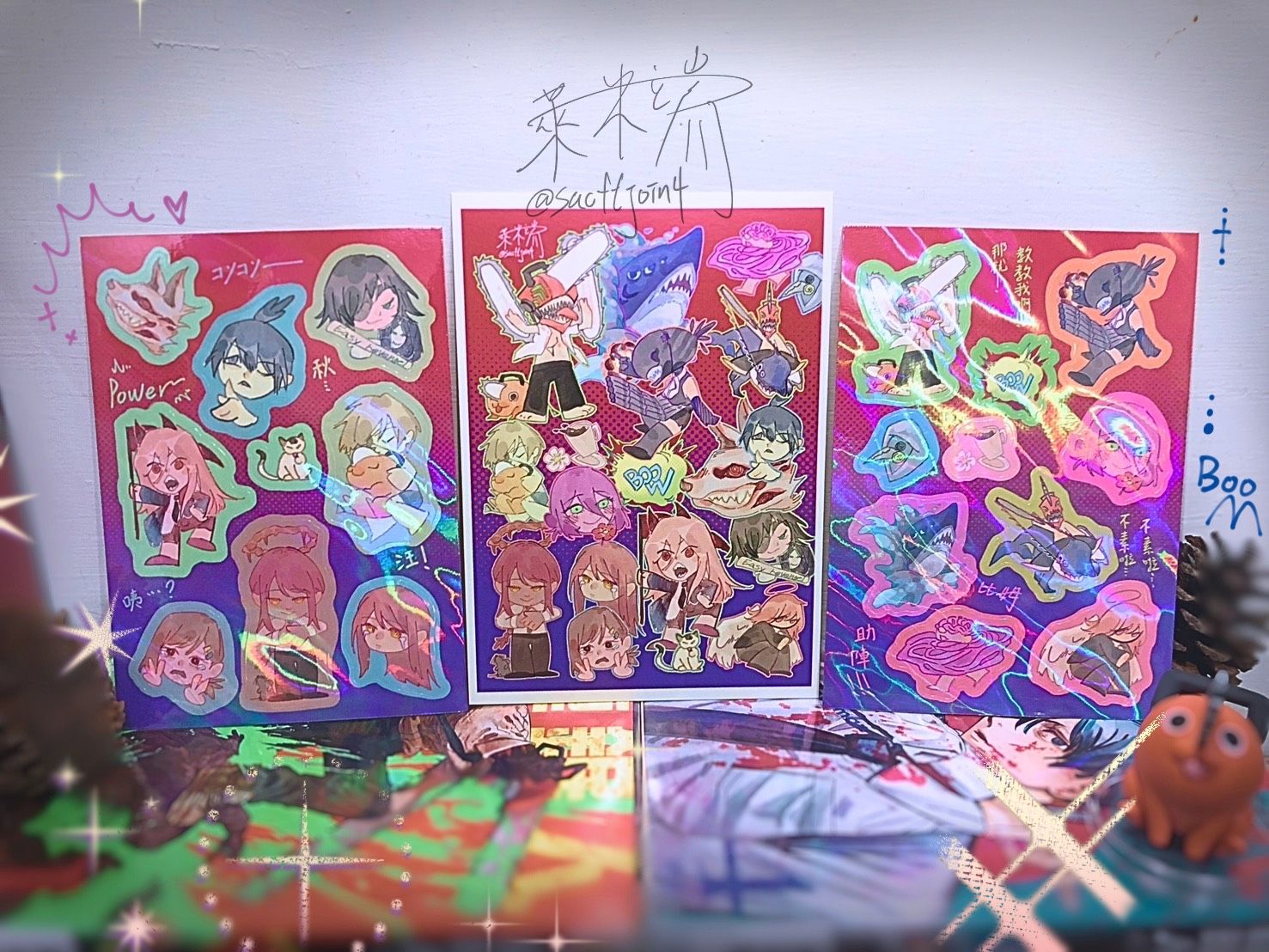 鏈鋸人鐳射貼紙+明信片（可加購）