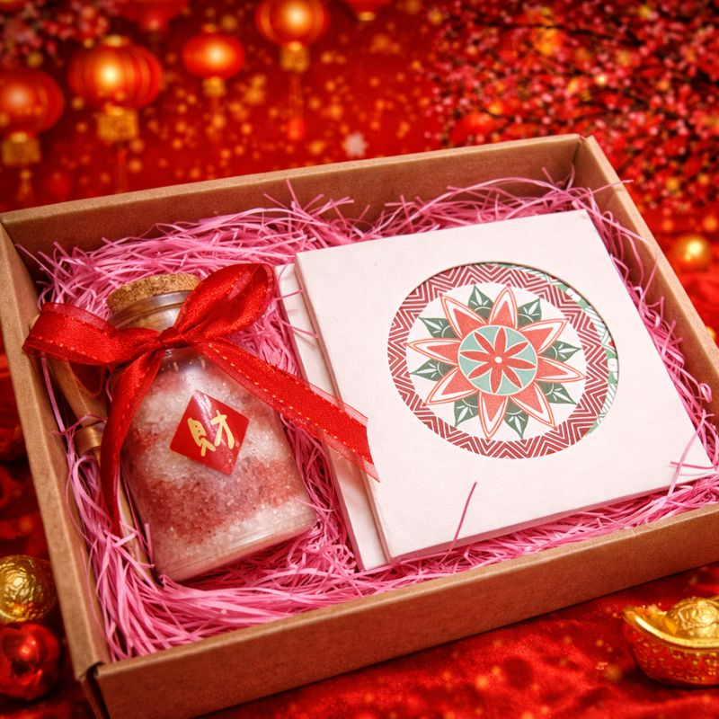 開運招財沐浴鹽+療育杯墊禮盒