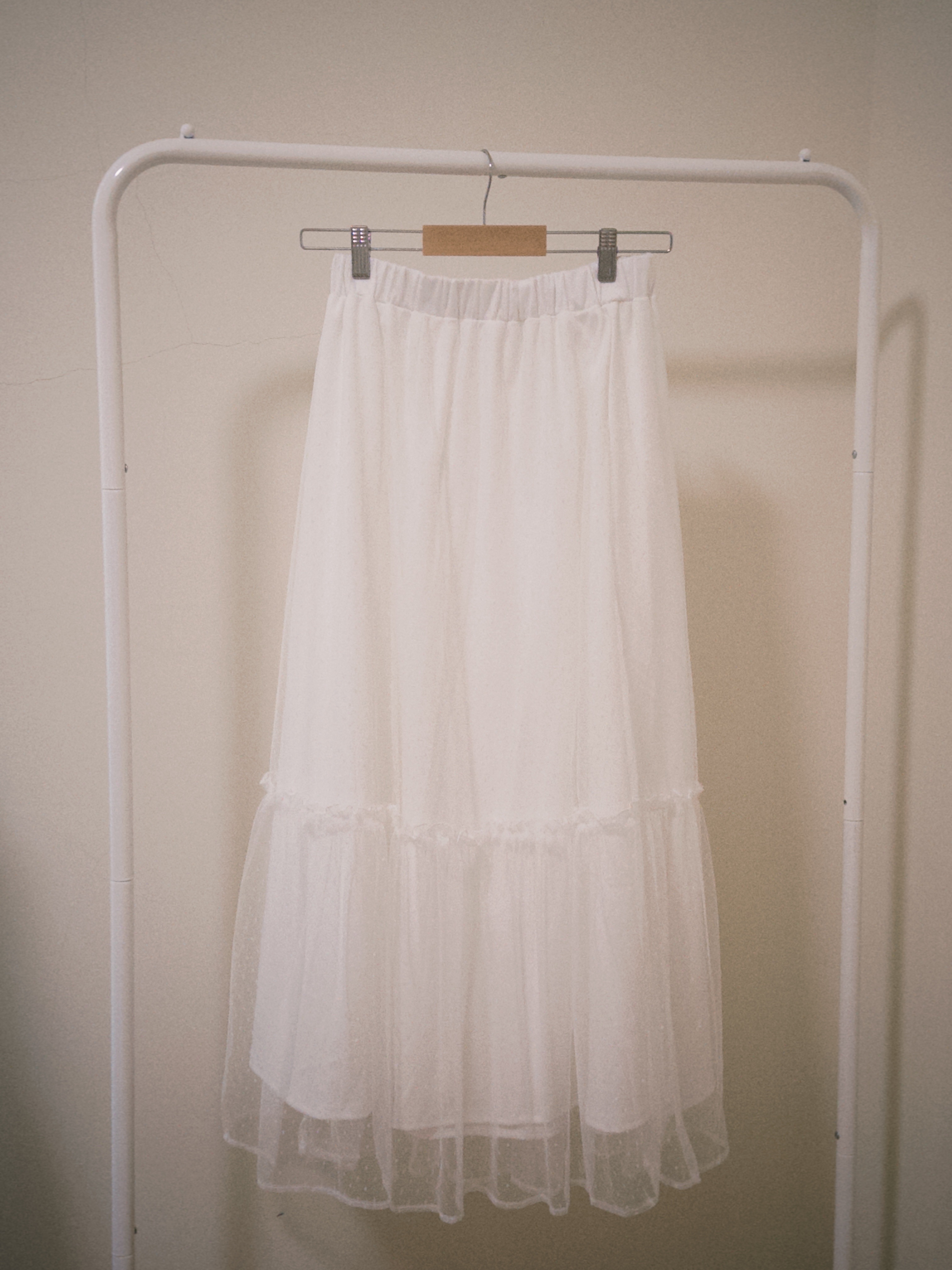 -夢遊-（修身白色點點蕾絲裙）1911001