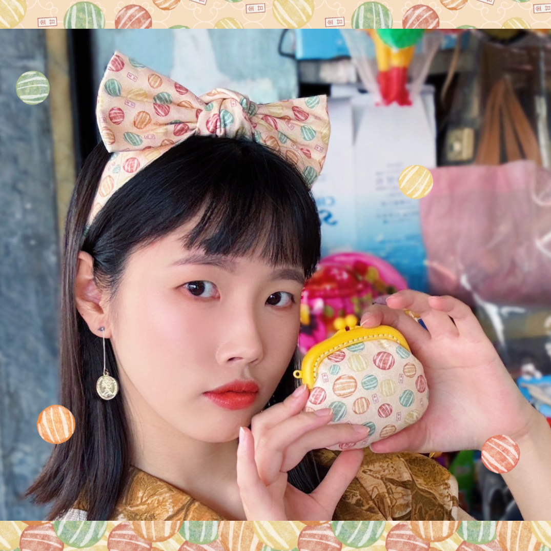 【巧妙藝手】 獨家金甘糖｜紫斑蝶｜蝴蝶蘭 印花．大人 手作蝴蝶結髮帶