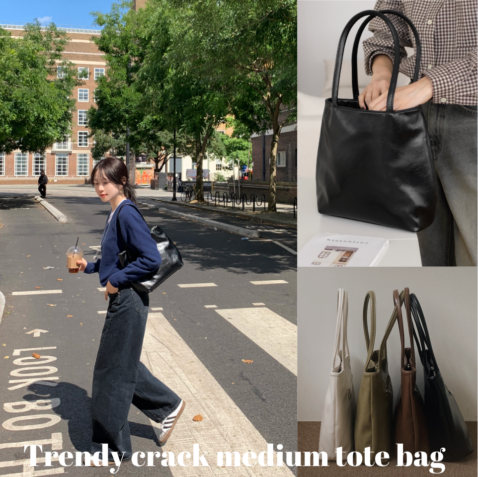 [通勤包]slowand 裂紋托特包｜可放平板 通勤肩背手提 bag