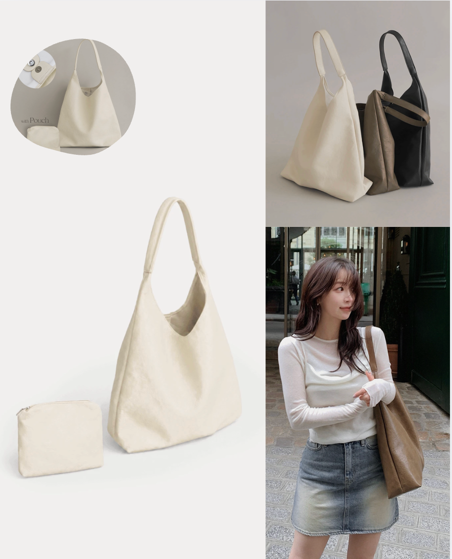 [環保皮革a4]子母包軟皮革單肩包 Modern Big Leather Bag 4色 slowand 8344