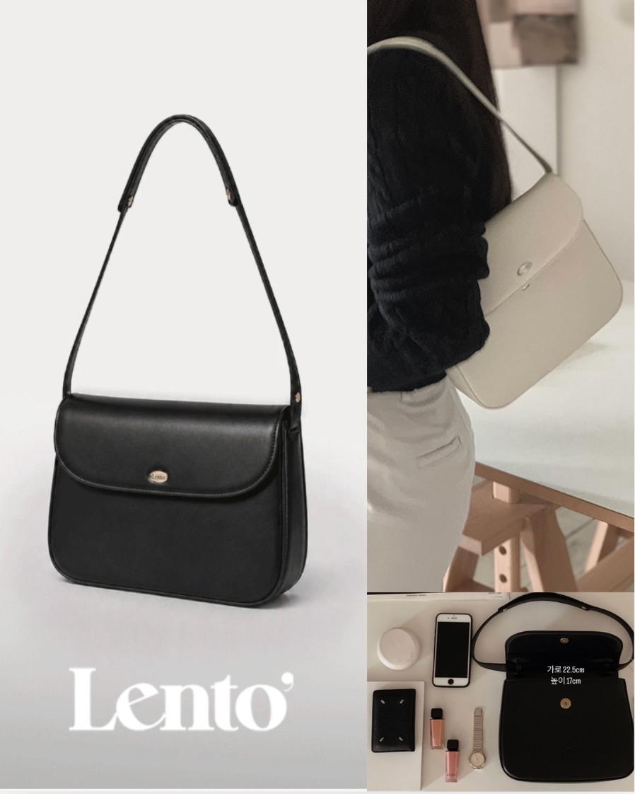 現貨 正韓 簡約翻蓋肩背包 手提包  #LENTO. Minimal hobo bag  2色 slowand 7136