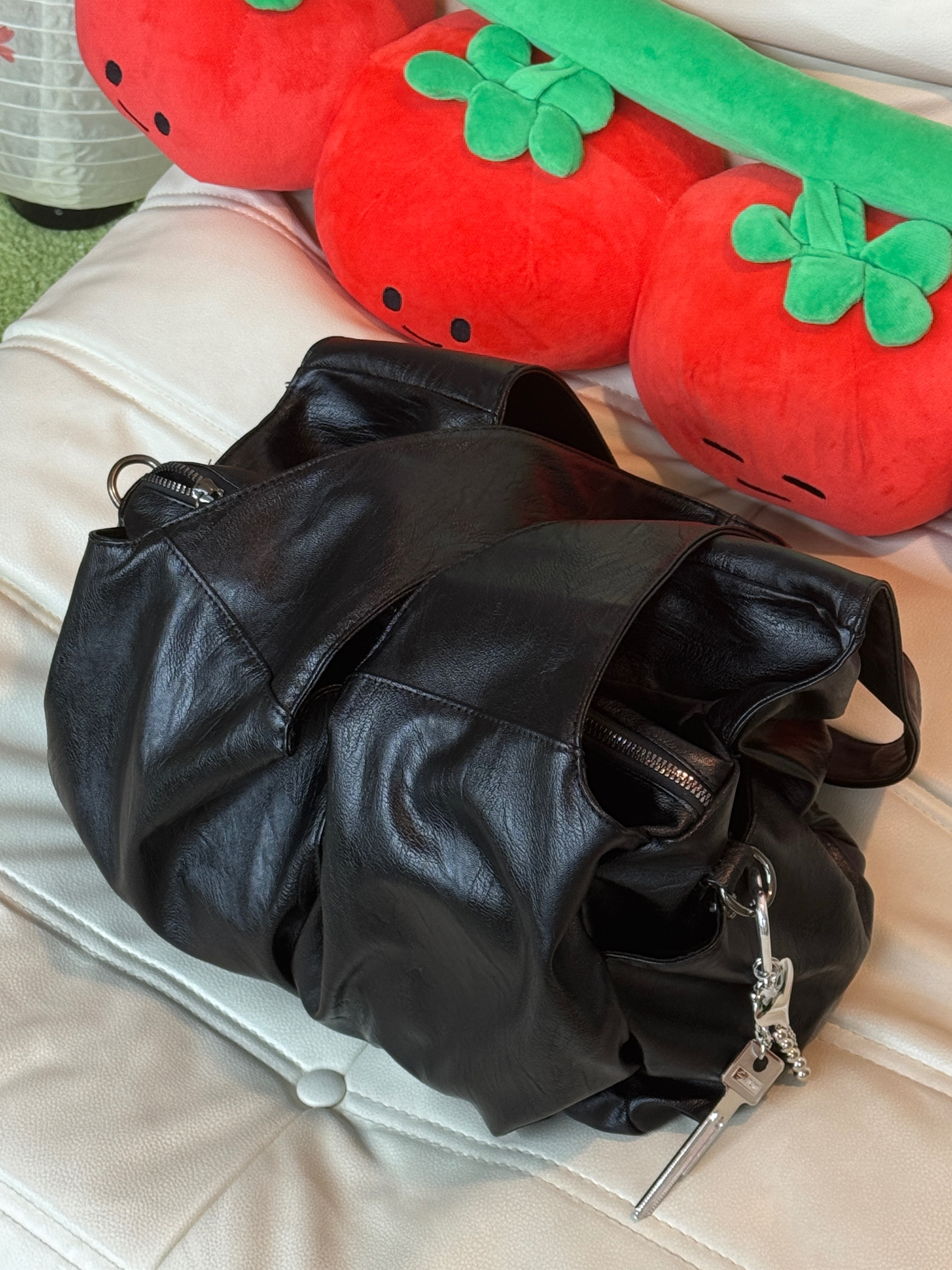 黑色*1現貨｜軟皮🌙-復古大容量機車包