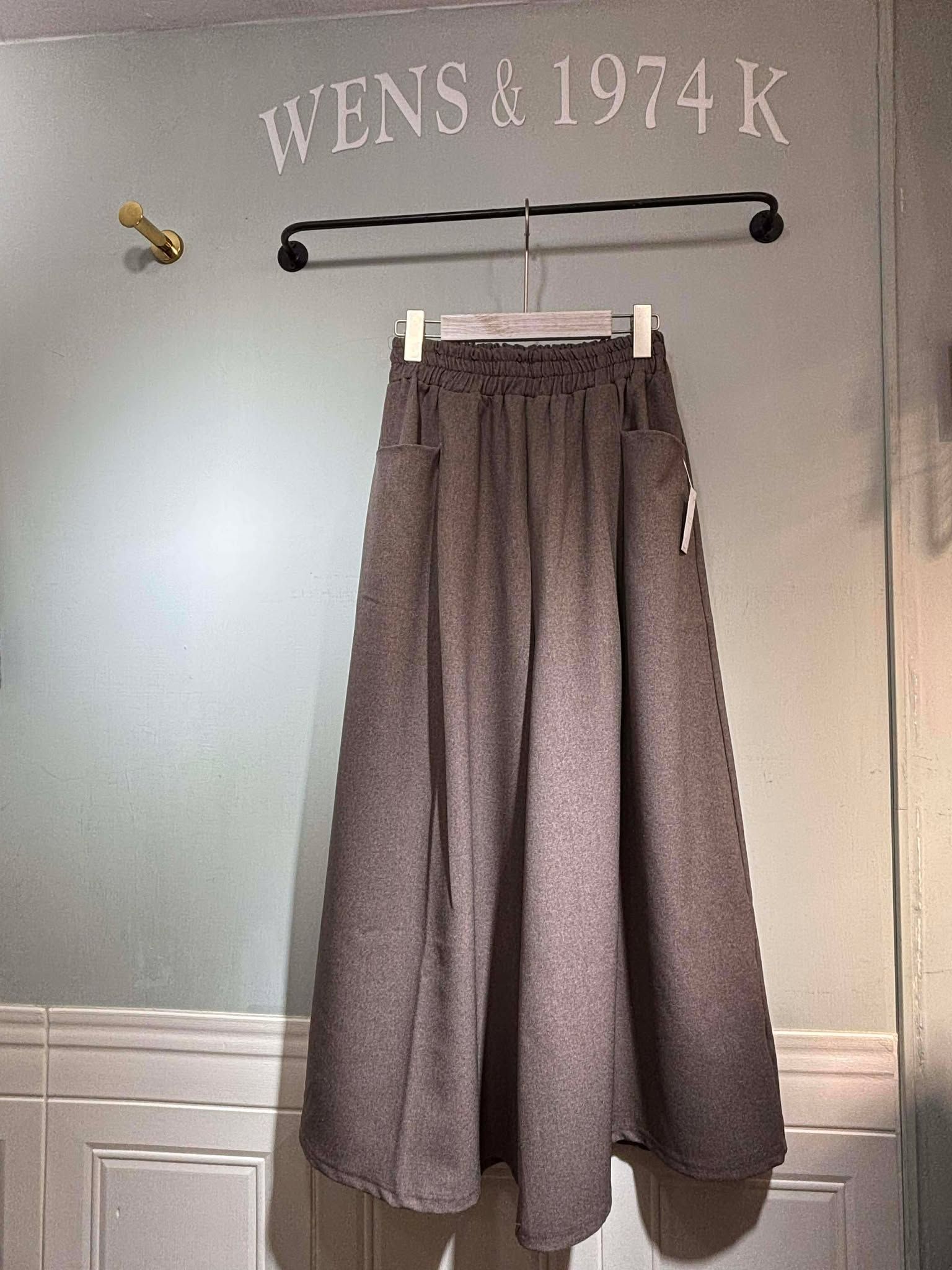 春款 ~ 韓系花苞彈性寬褲裙-可可色