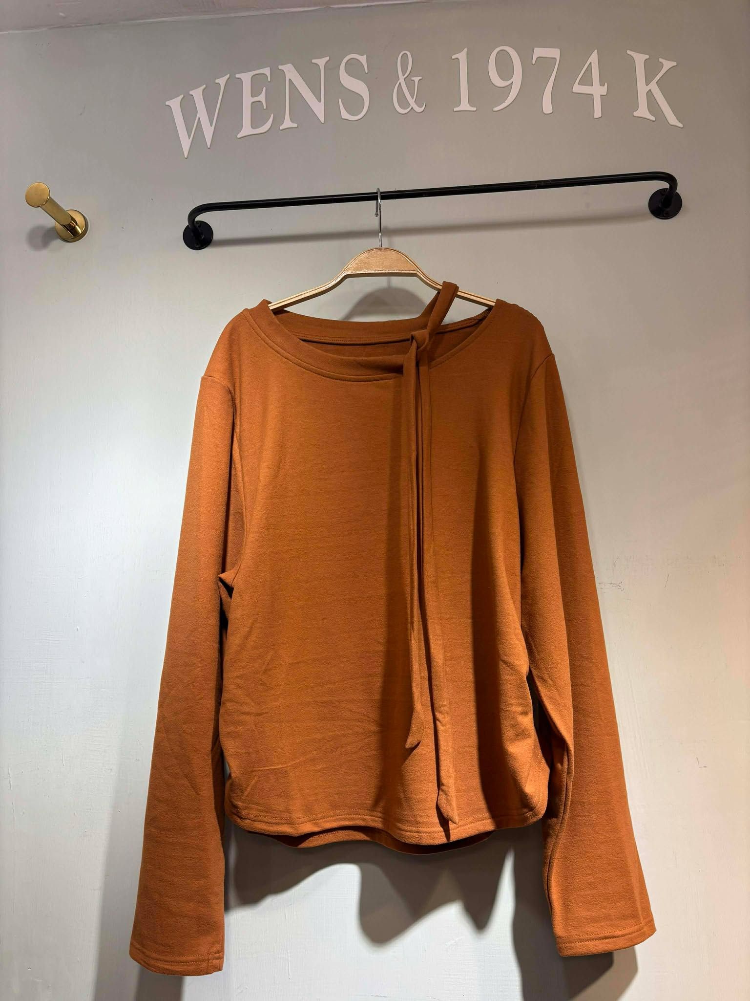 秋冬款 𝟠𝟝折 質感💯 韓系內磨毛保暖脖綁帶側抓皺上衣