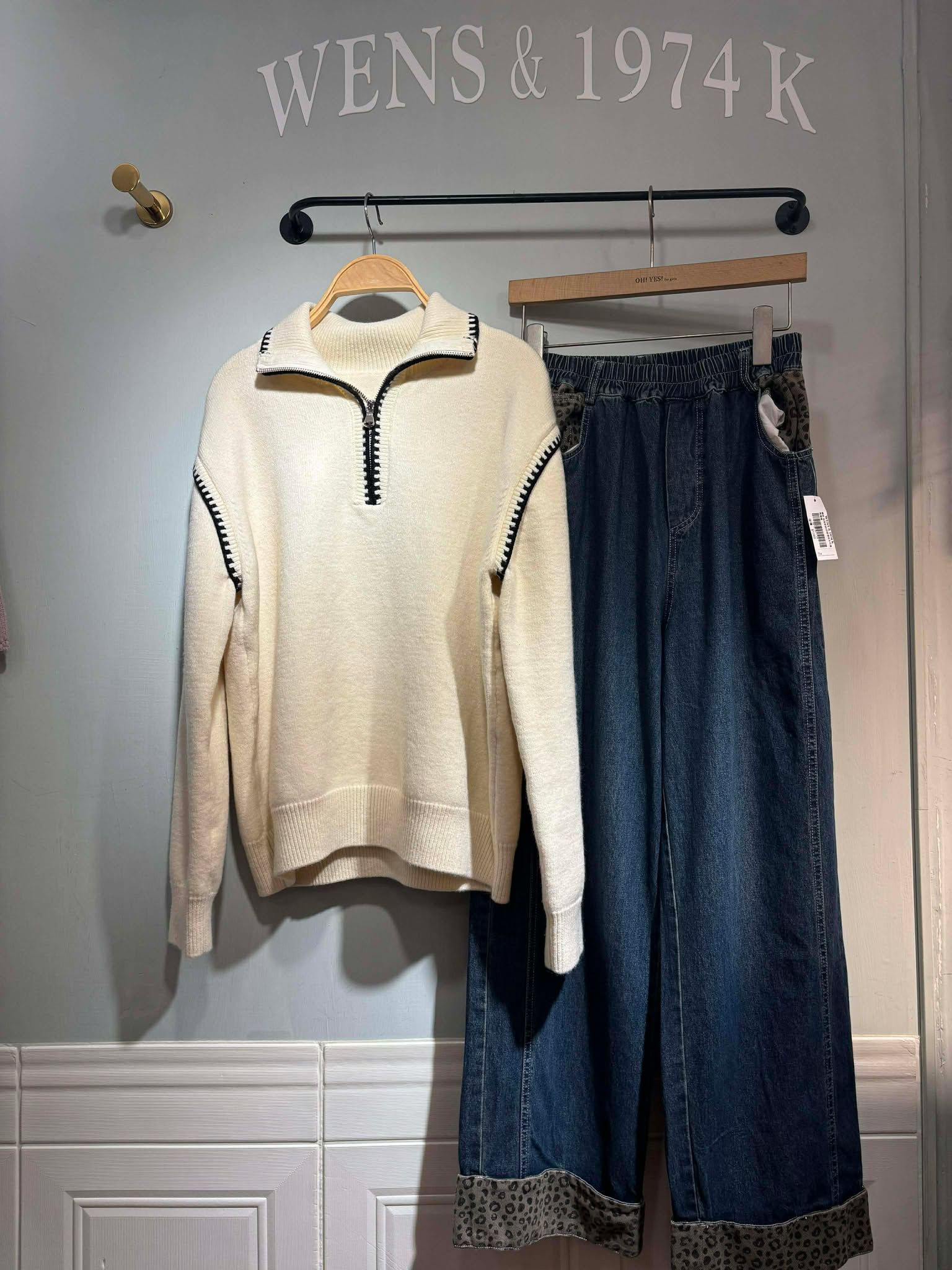 秋冬款 𝟠𝟝折 韓系挺版翻領拼接質感拉鍊挺版上衣