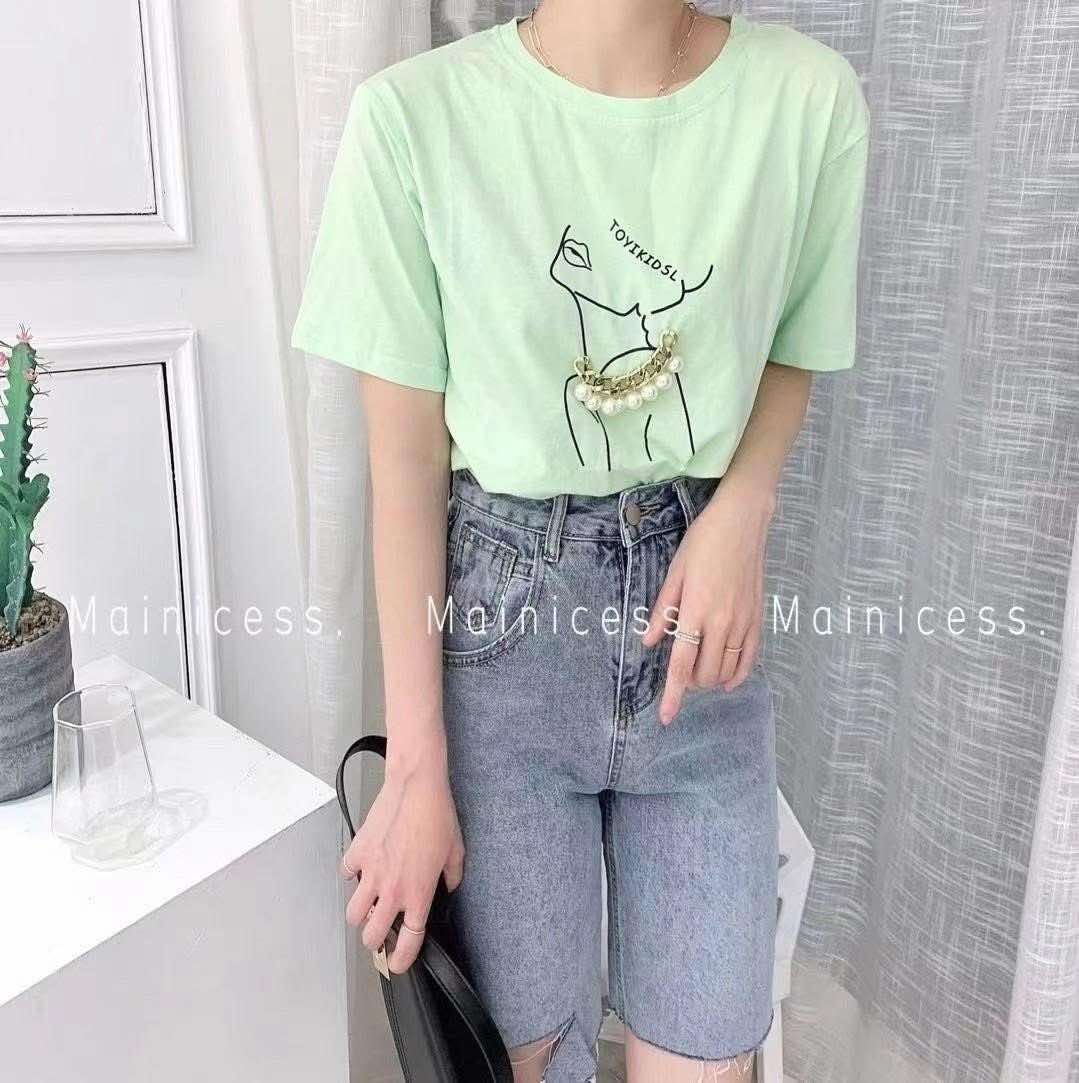 ✨ 𝐨𝐧𝐥𝐢𝐧𝐞 𝐩𝐫𝐢𝐜𝐞 網路限定 ✨ 自訂款 質感人物鍊條上衣棉T ✨