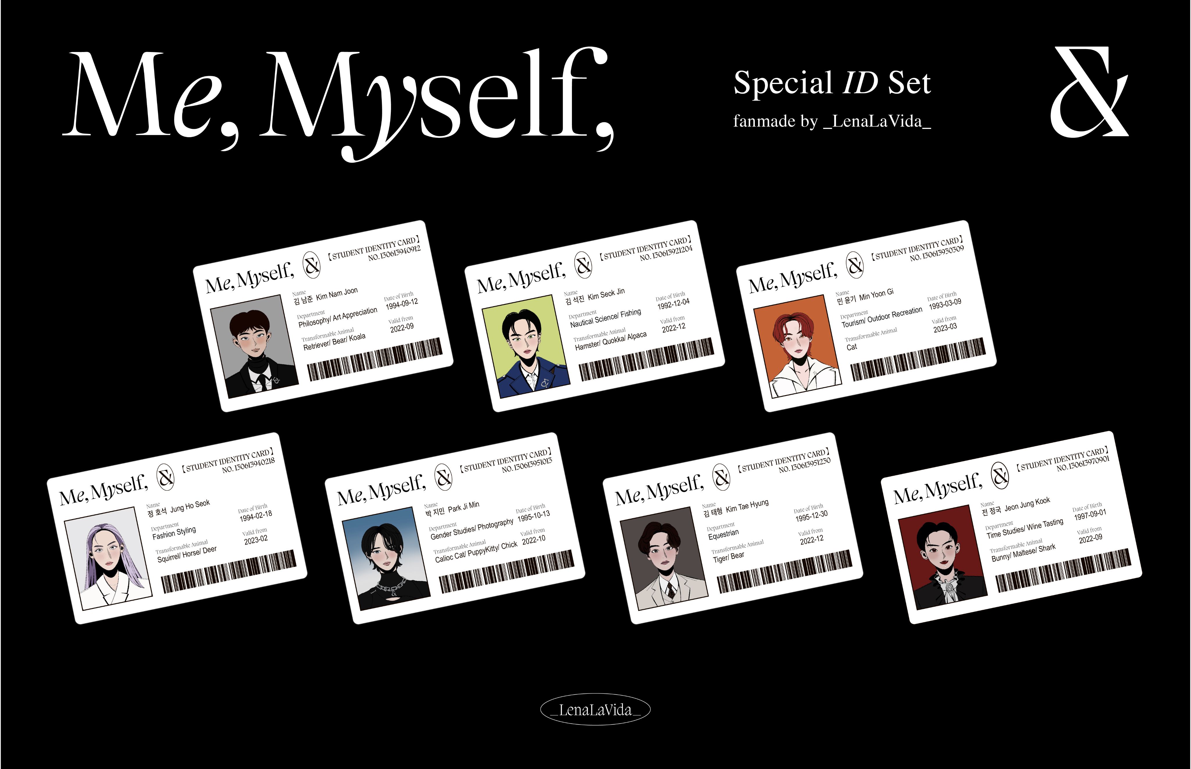 BTS防彈少年團 Me， Myself， ＆ 學生證貼紙 ※贈證件照