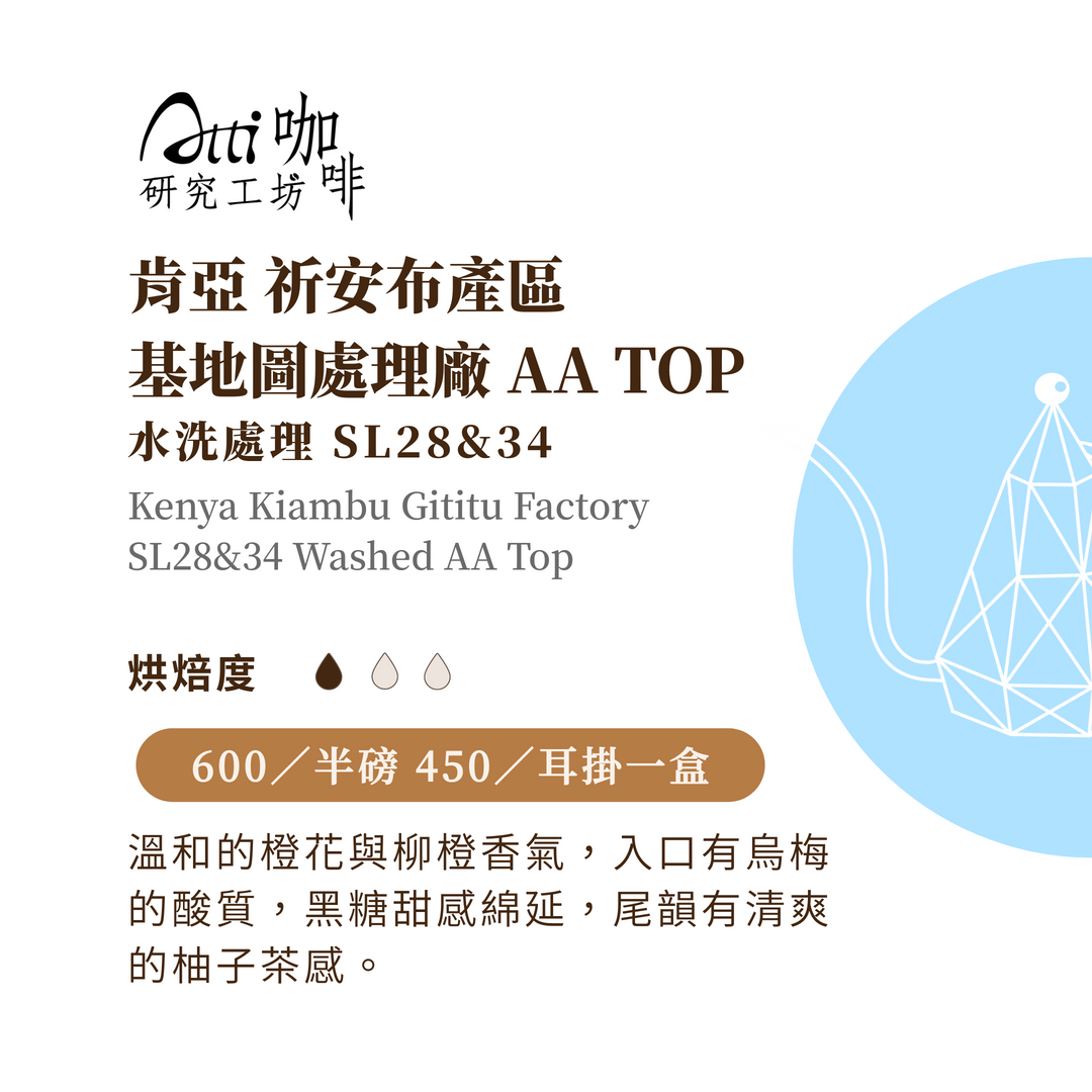 肯亞-祈安布-基地圖處理廠AA TOP SL28＆34-水洗-淺焙