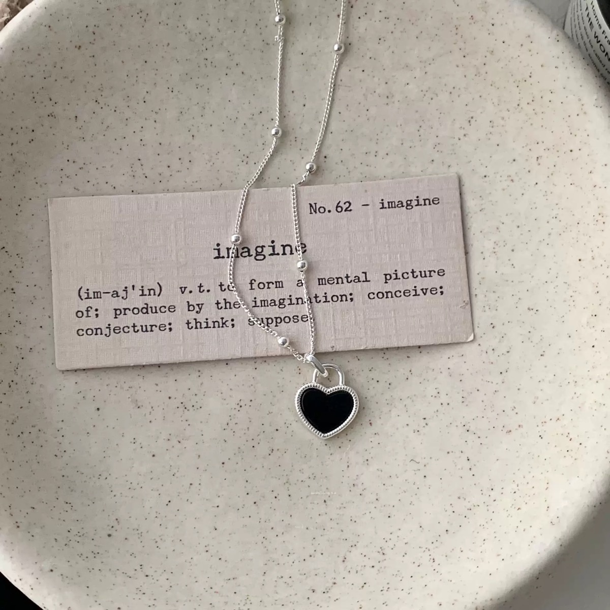S925純銀黑色愛心滴膠項鍊🖤