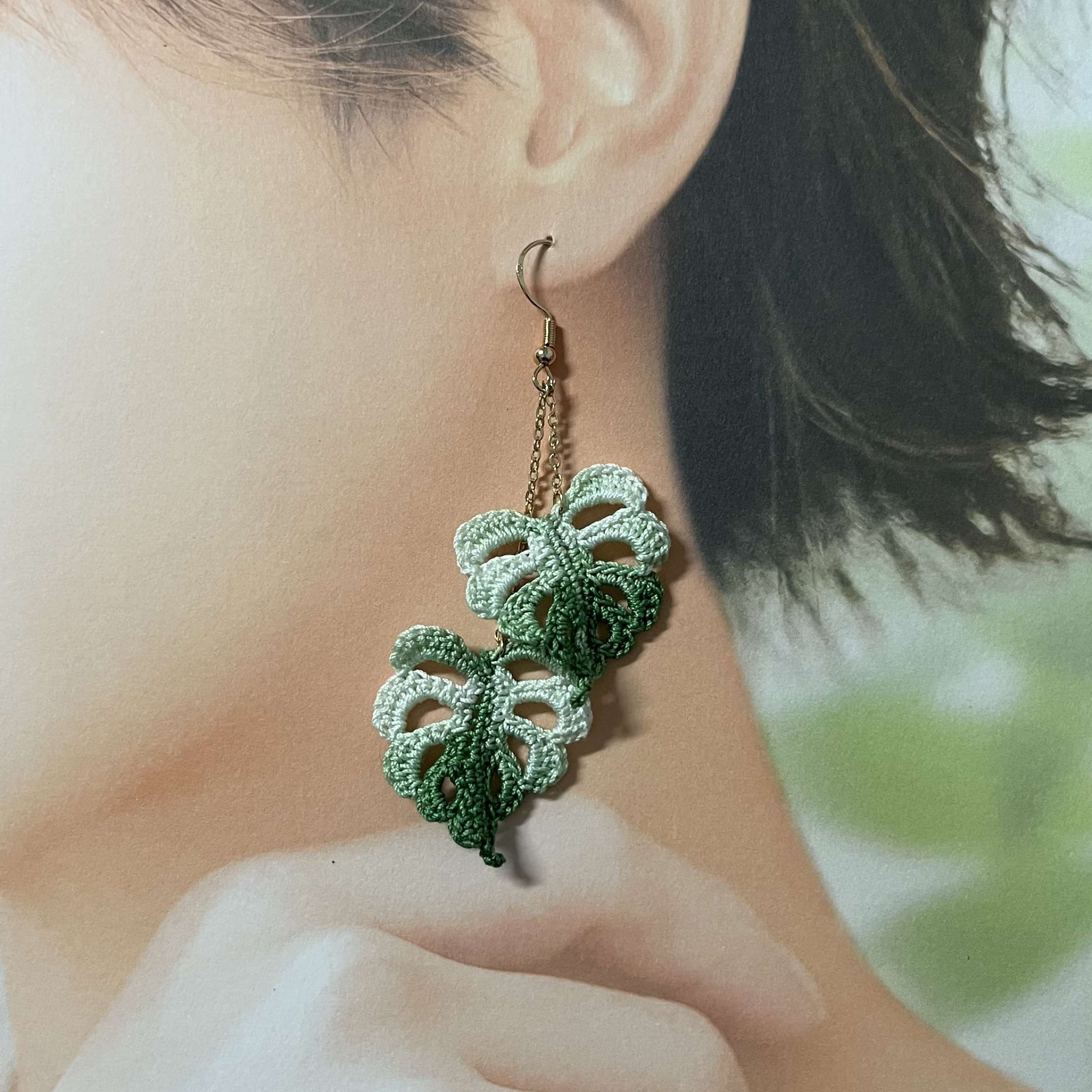 龜背芋雙葉耳環