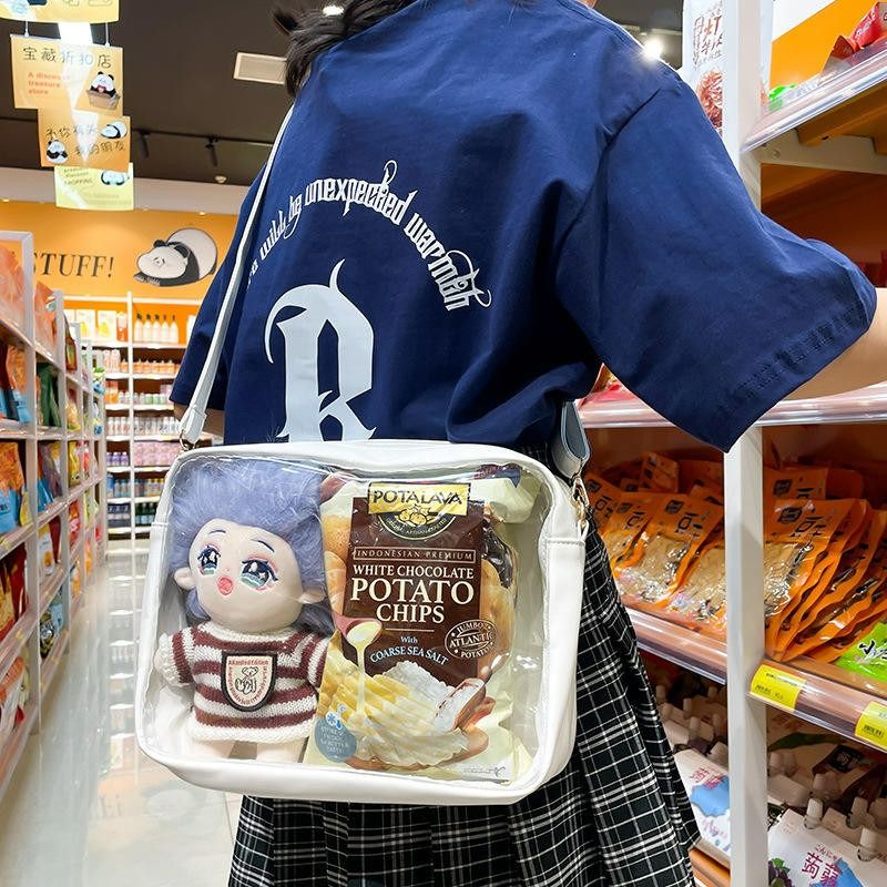 [可放20cm娃]痛包 遛娃包 20cm 娃包 棉花娃娃 PU 雙人娃包 斜挎包 透明痛包 娃娃 單肩包 10cm 娃