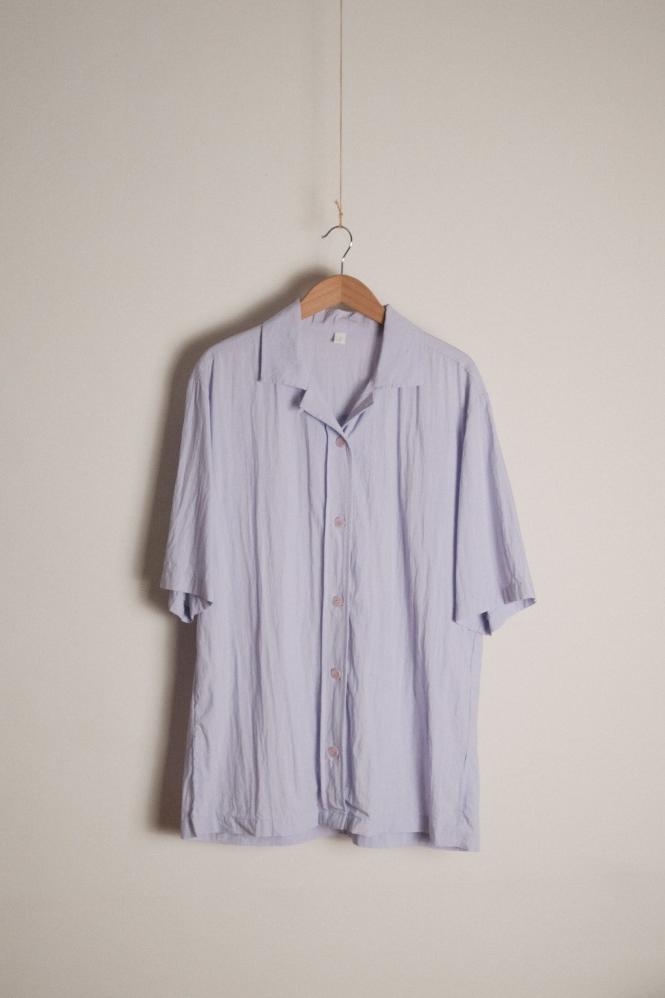 薰衣草紫泡泡布翻領大襯衫