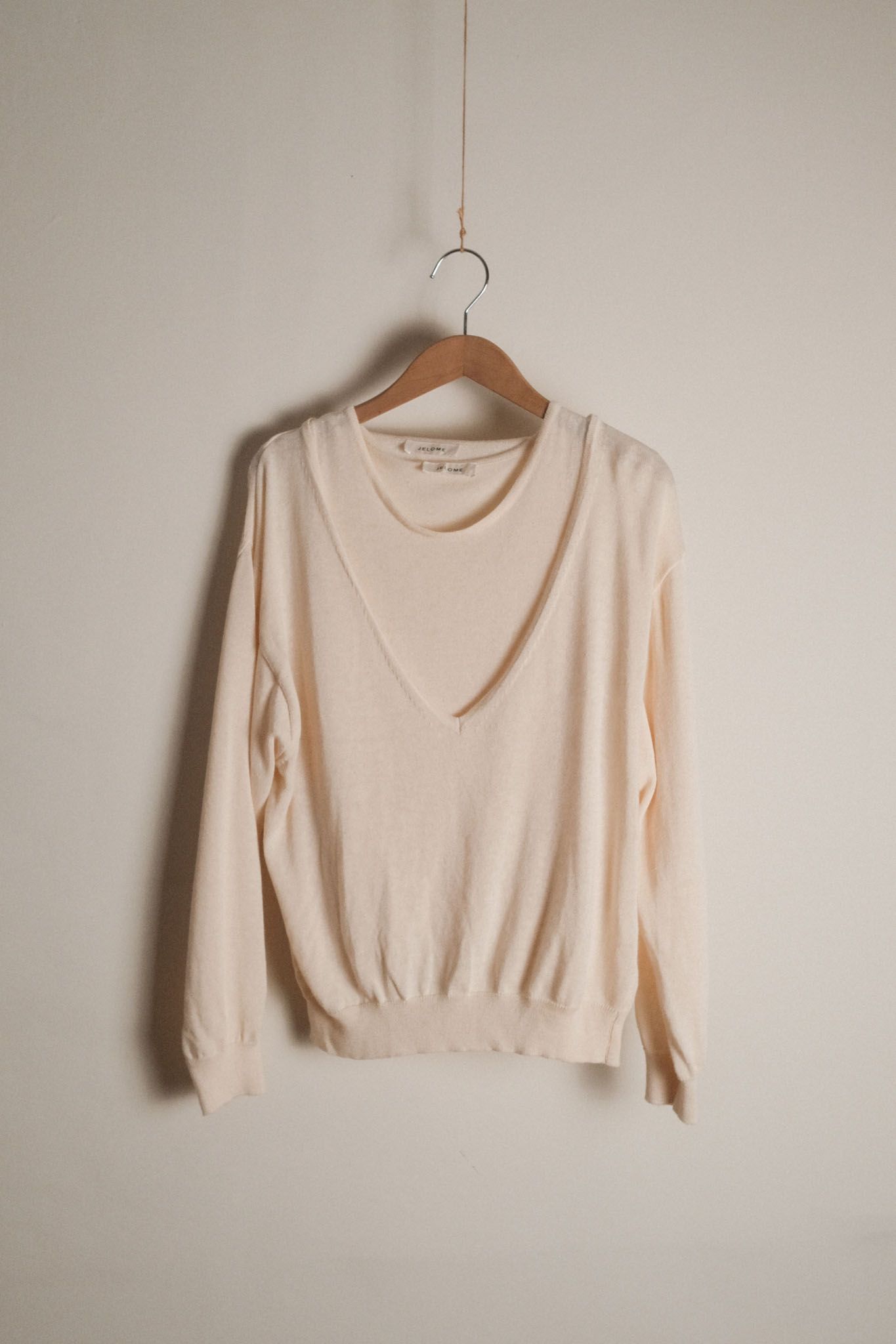 奶杏色兩件式可拆穿針織衫