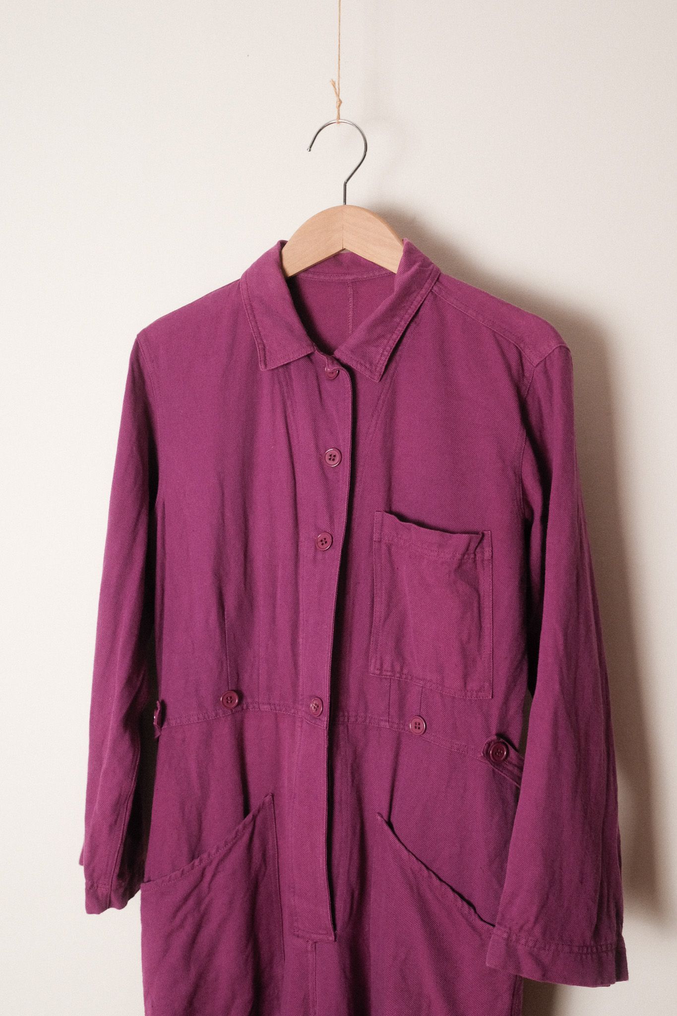 紫紅色長袖連身工作服