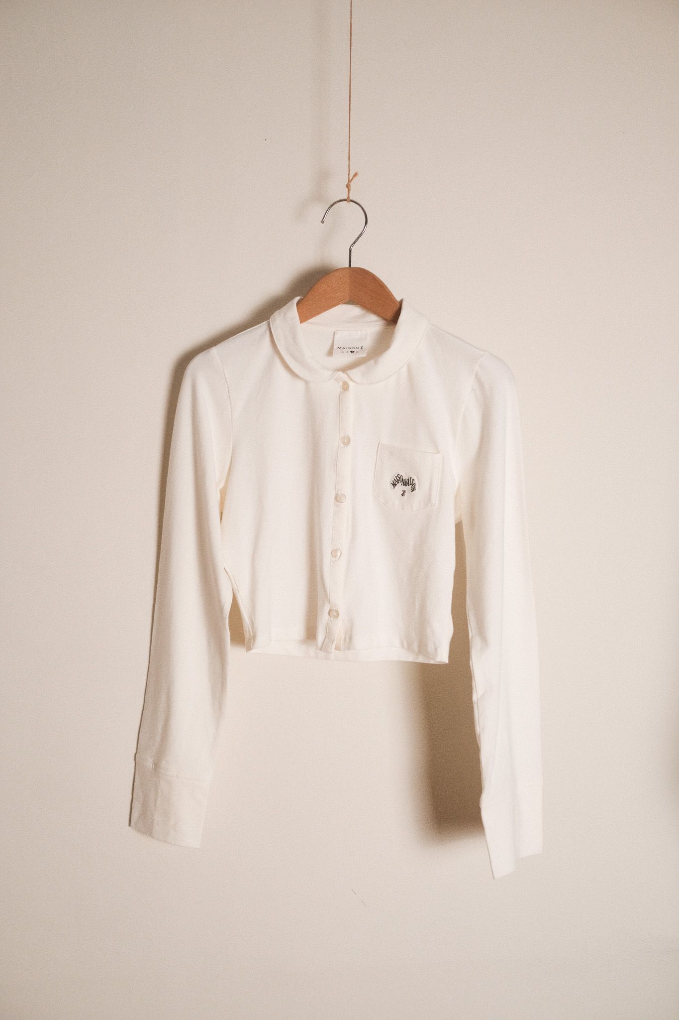 Maison ZF純白短版棉質Polo衫