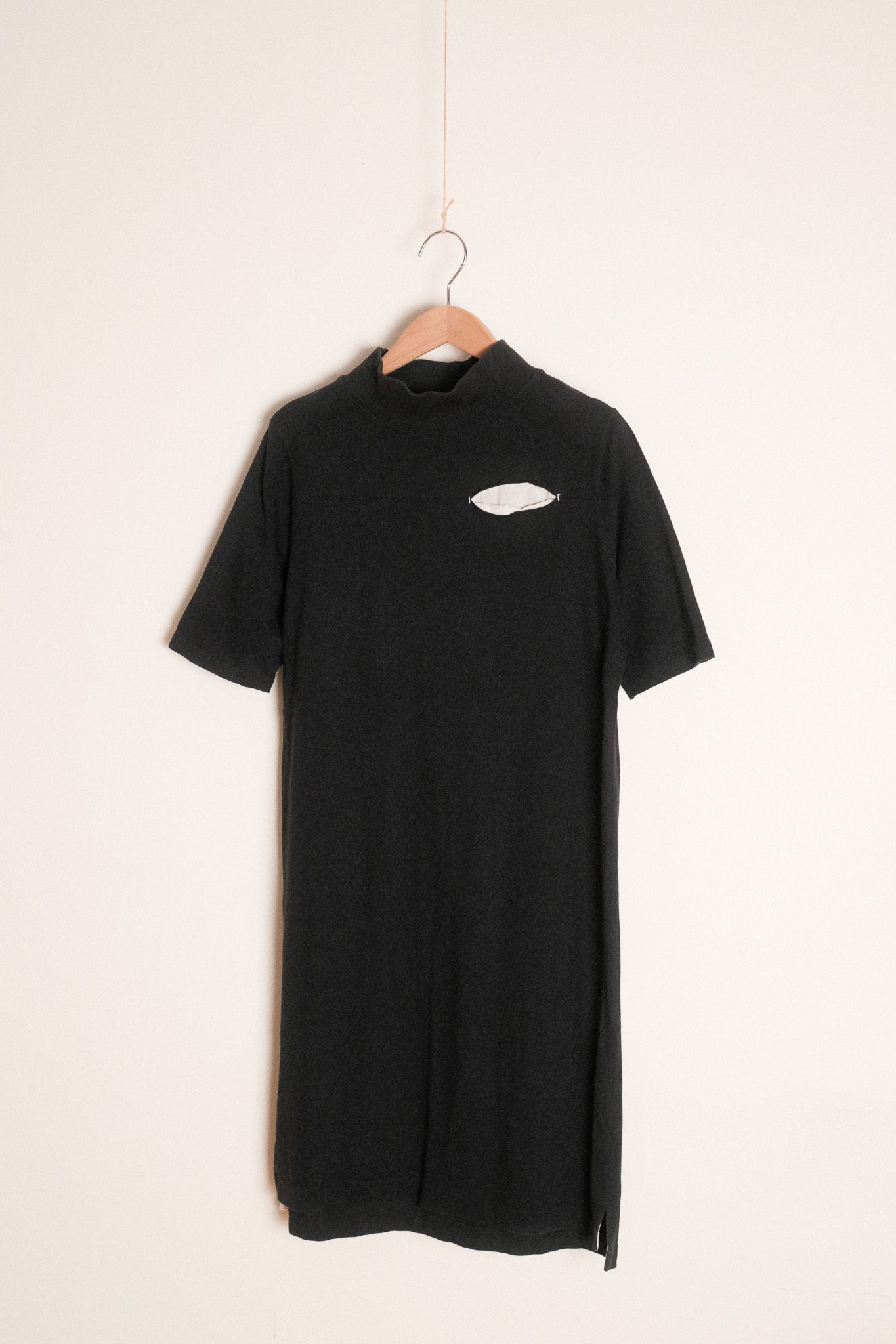 Beams Boy純棉短袖黑色小口袋長洋裝