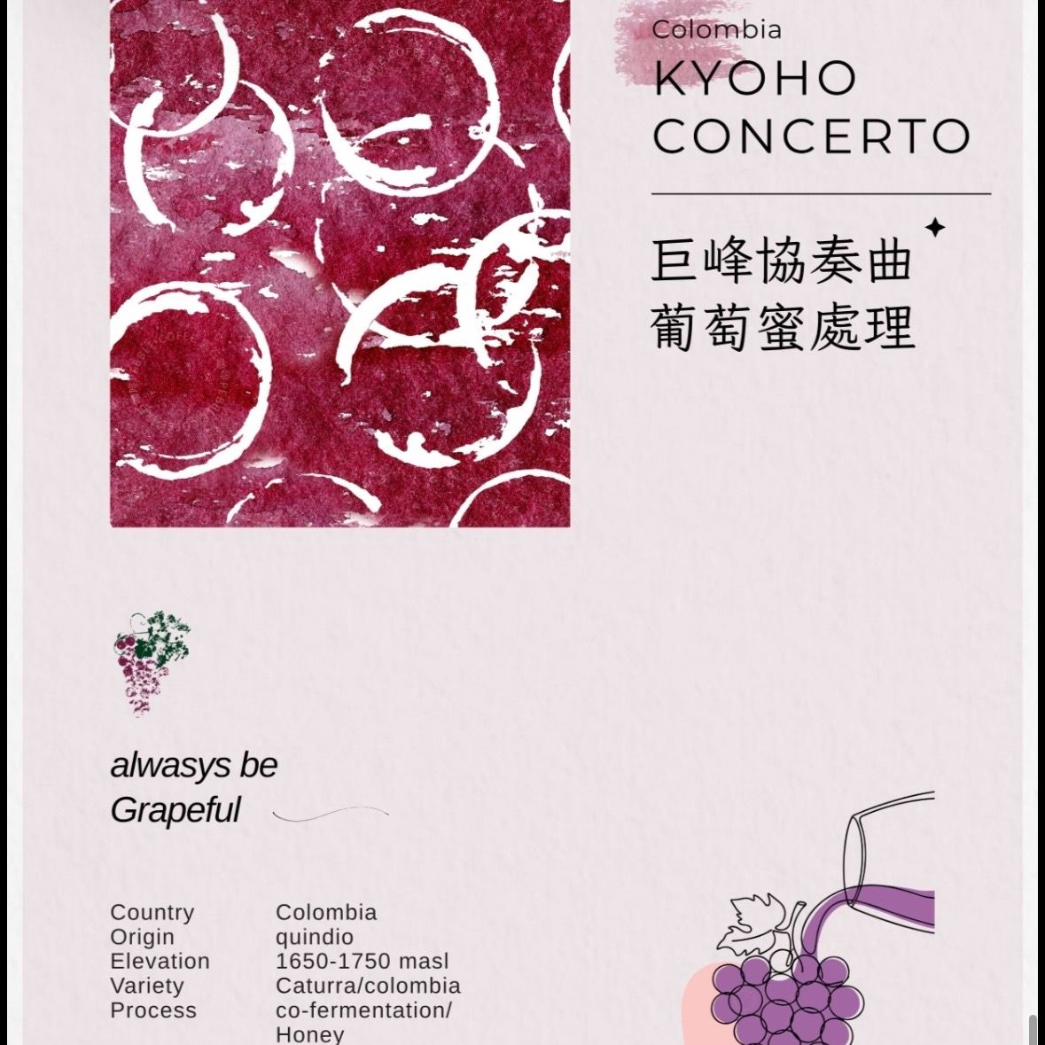 哥倫比亞 巨峰協奏曲 葡萄酵母蜜處理