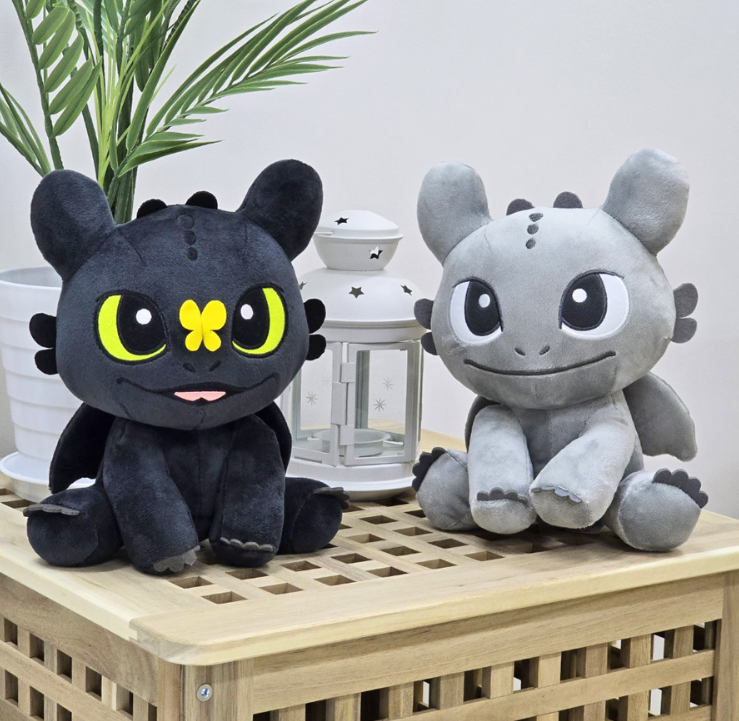韓國正版授權 馴龍高手 沒牙Toothless 蝴蝶/灰色坐姿 玩偶 娃娃 25公分高