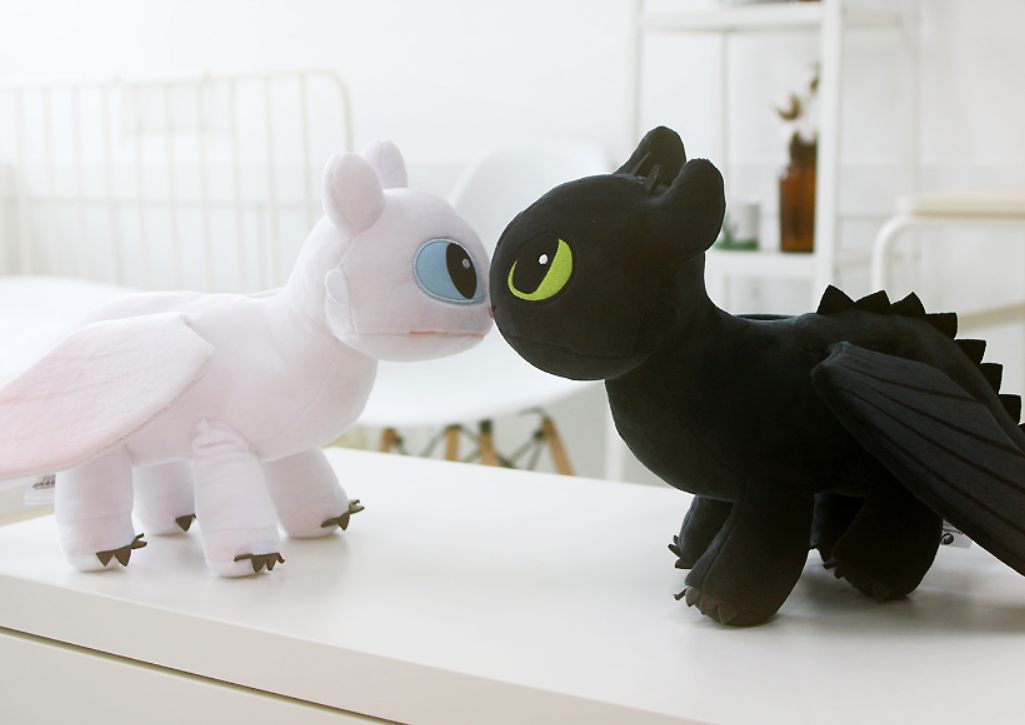 韓國正版授權 馴龍高手 沒牙Toothless 光煞Light Fury 一般型態 玩偶 娃娃 大號 40公分長