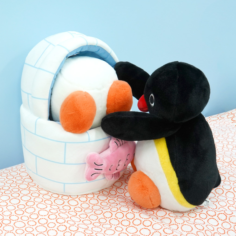 韓國正版授權 企鵝家族Pingu Pinga 巨大冰屋小窩 娃娃 玩偶 可拆 30公分高