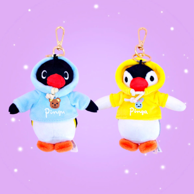 韓國正版授權 企鵝家族 Pingu Pinga 帽T 街頭風 吊飾 娃娃 玩偶 鑰匙圈 10公分高