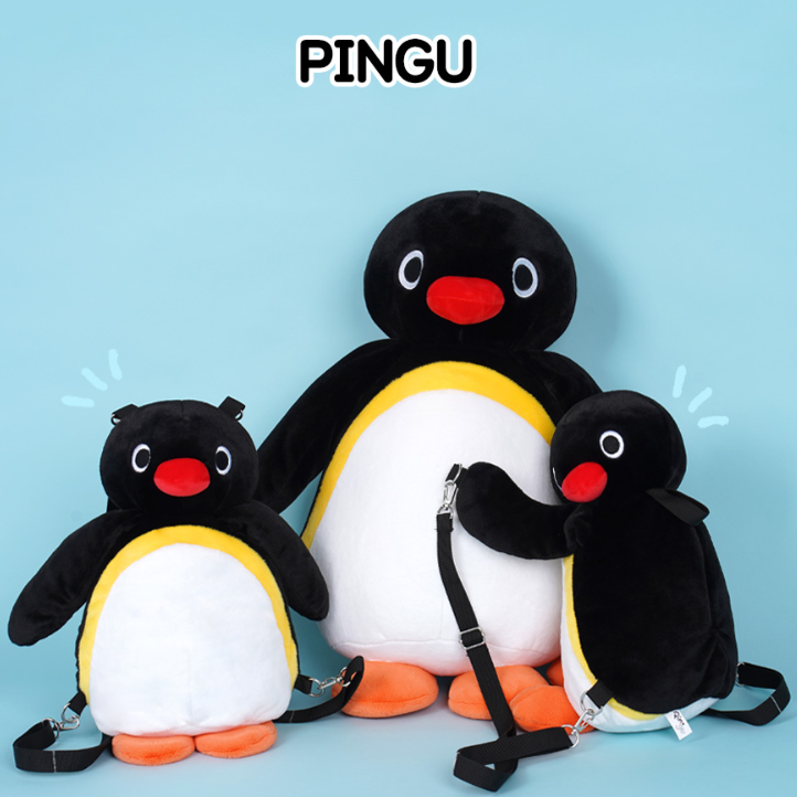 韓國正版授權 企鵝家族 Pingu 造型背包 雙肩背包 後背包 35公分長