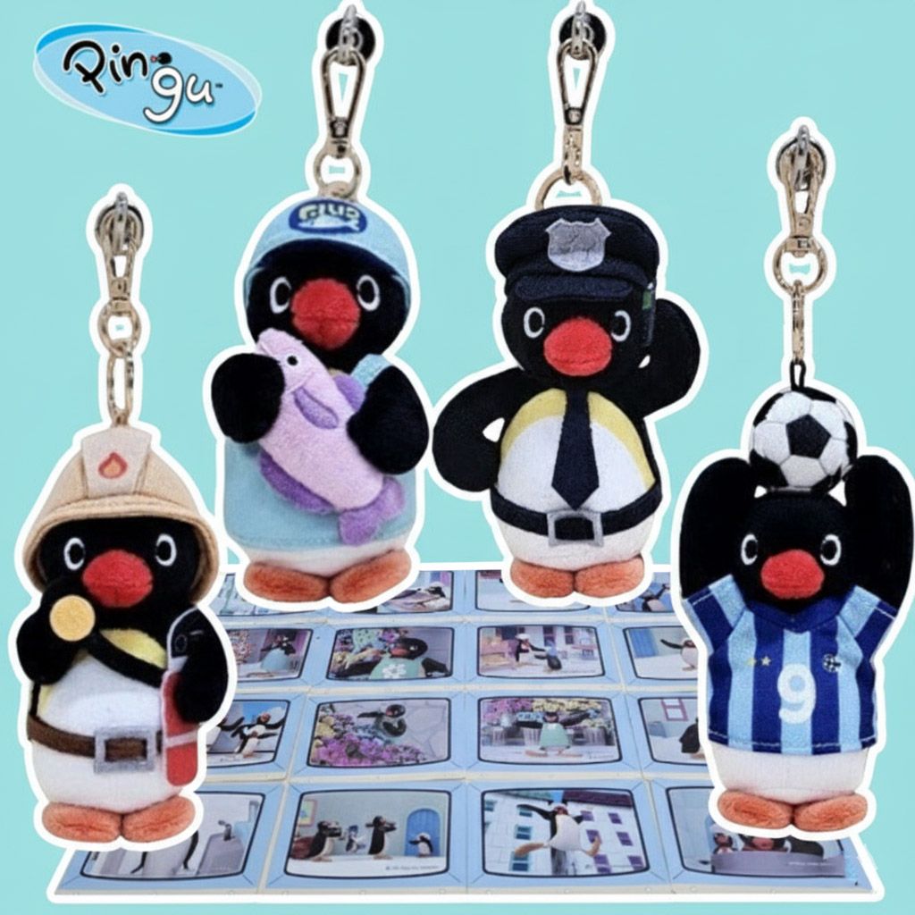 韓國正版授權 企鵝家族 Pingu 職業扮裝第二彈 消防員 警察 足球員 罐頭員工 吊飾 娃娃 玩偶 鑰匙圈 10公分高