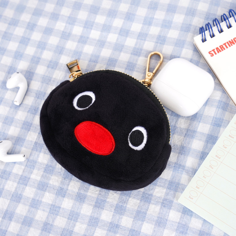 韓國正版授權 企鵝家族 Pingu 大頭 造型收納包 耳機收納 零錢包 9公分高