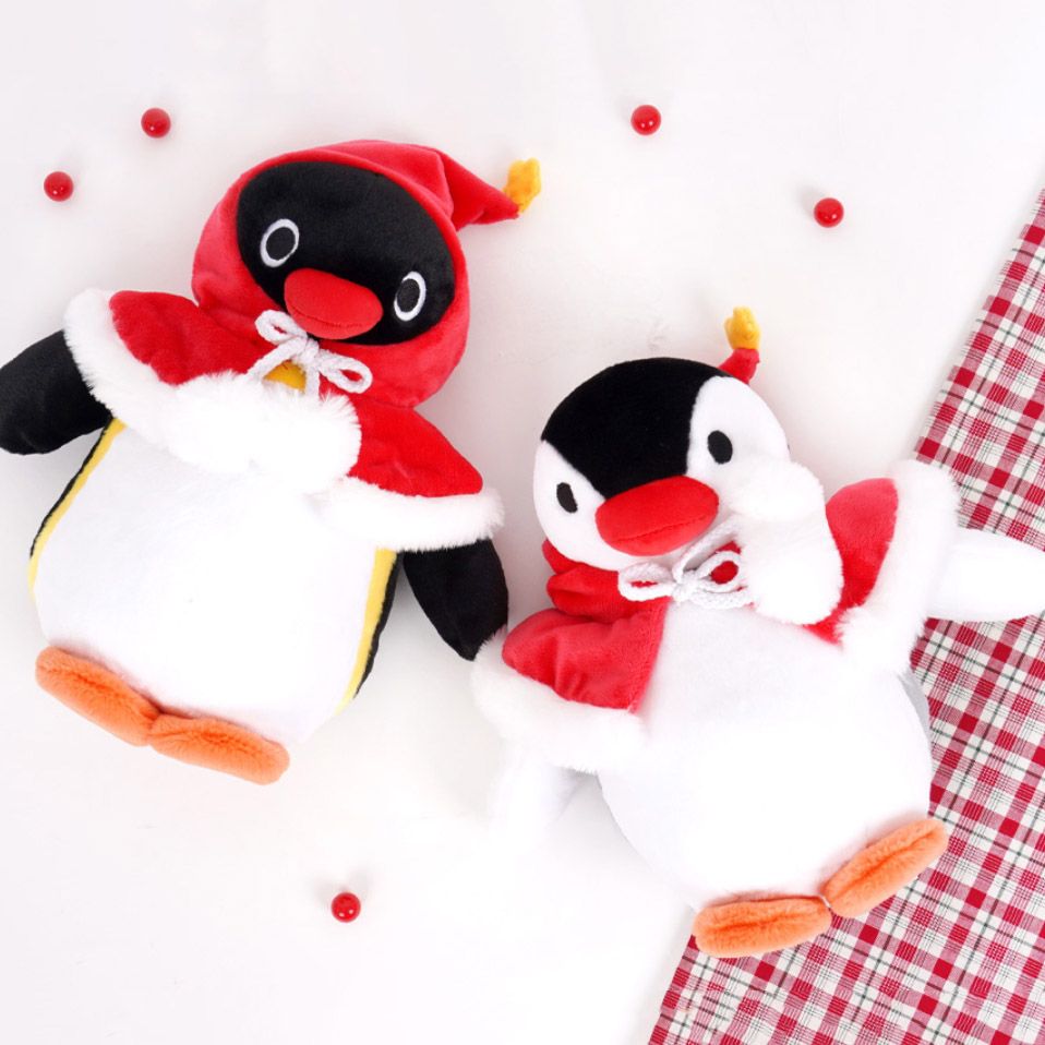 韓國正版授權 企鵝家族 Pingu Pinga 聖誕斗篷 娃娃 玩偶 27公分高